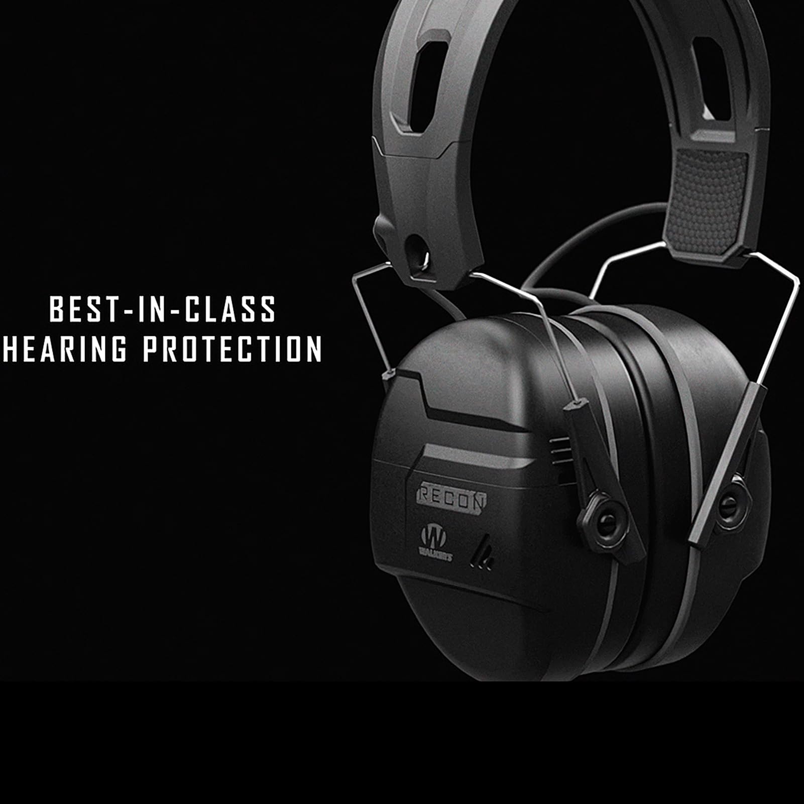 WALKER'S Recon Digital Muffs - HD Speakers Durable IPX4 Weather-Resistant Hunting Range Shooting Hearing Protection Electronic Muffs, 3.5mm Audio Jack, 2 AAA Batteries Included, Black