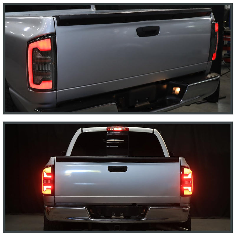 Black Tail Lights w/Red LED SPEC-D TUNING Compatible with 2007-2008 Dodge Ram 1500/2500 / 3500, Left + Right Pair Assembly