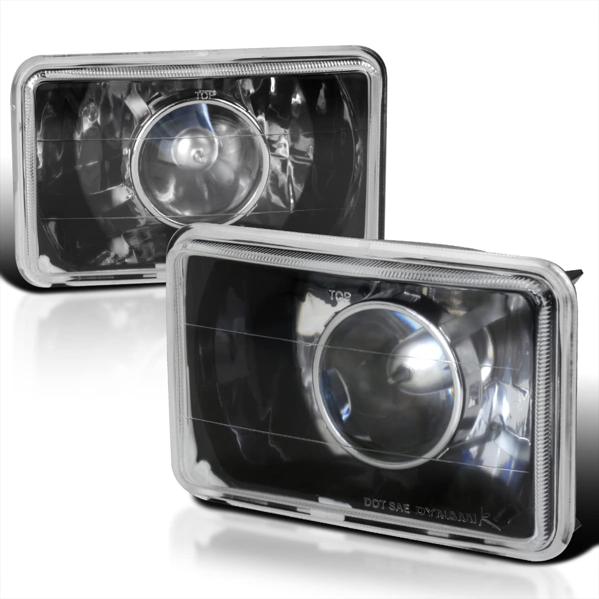 Black Housing SPEC-D TUNING Clear lens Projector Headlights Compatible with Car Equipped with 4"x6" Headlights., Left + Right Pair Headlamps Assembly