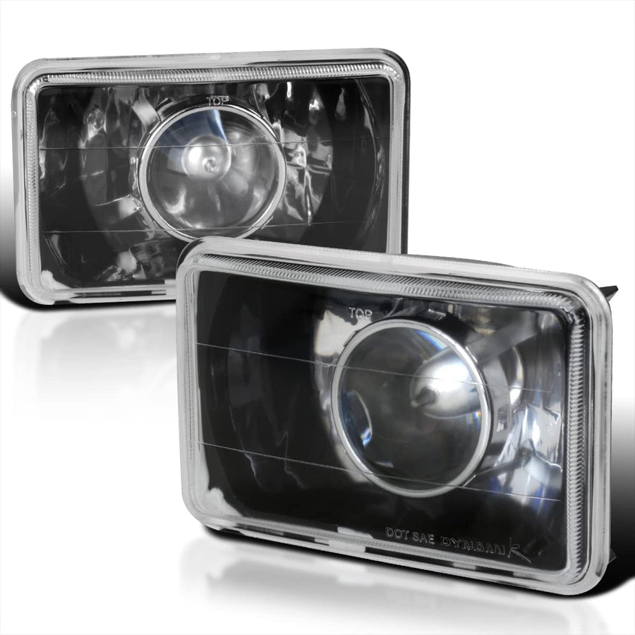 Black Housing SPEC-D TUNING Clear lens Projector Headlights Compatible with Car Equipped with 4"x6" Headlights., Left + Right Pair Headlamps Assembly