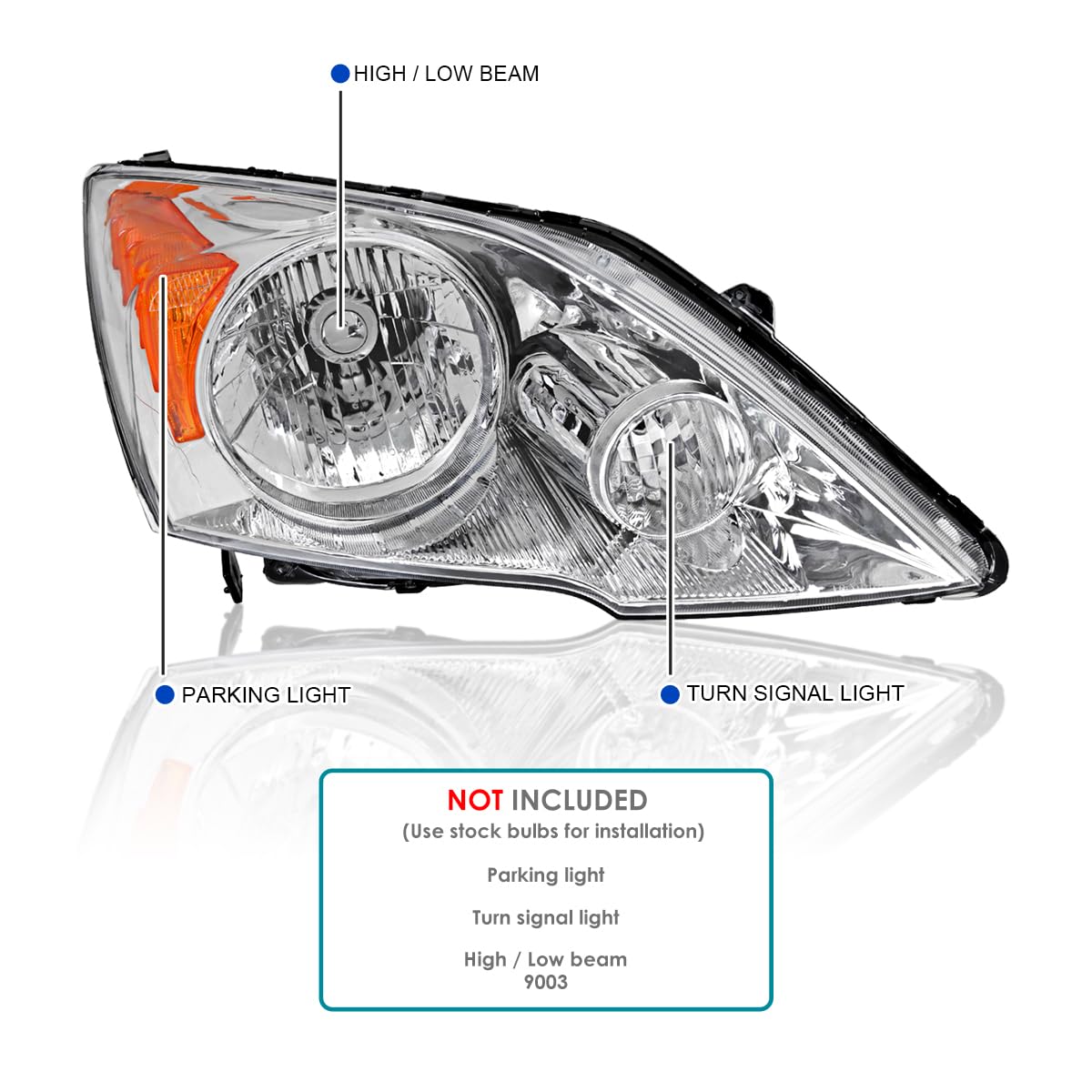 Chrome Headlights SPEC-D TUNING Compatible with 2007-2011 Honda CR-V