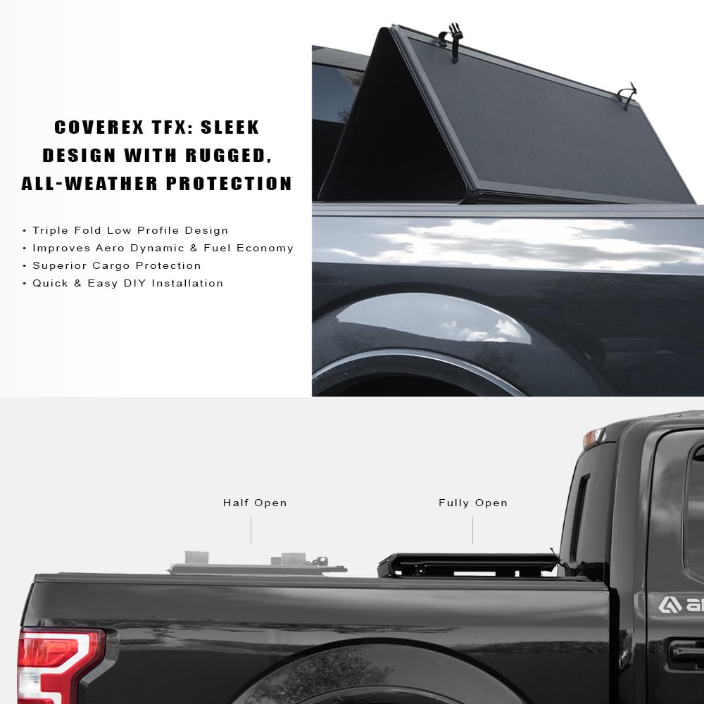 CoveRex TFX Series Armordillo USA Low Profile Hard Tri-Fold Truck Bed Tonneau Cover Fits 2016-2024 Nissan Titan 5.5 Ft (66") Short Bed