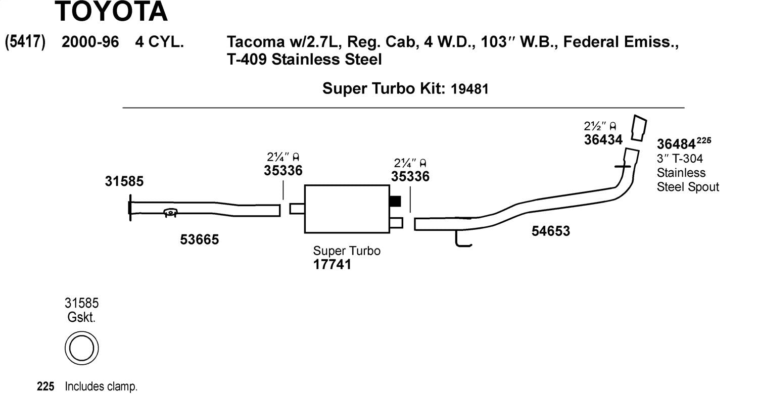Exhaust Pipe Dynomax for Toyota Tacoma 53665