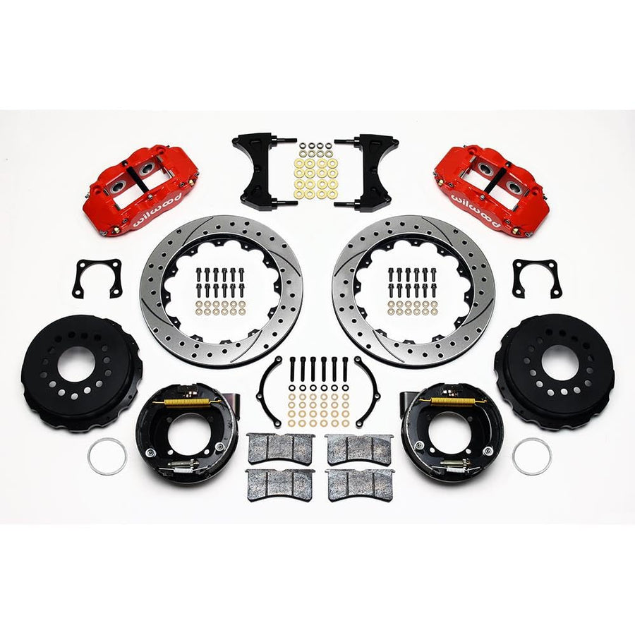 140-9215-DR WILWOOD FNSL4R Rear P-Brk Kit,12.88", Drilled, Red Chevy 12 Bolt-Spec 3.15" Brng