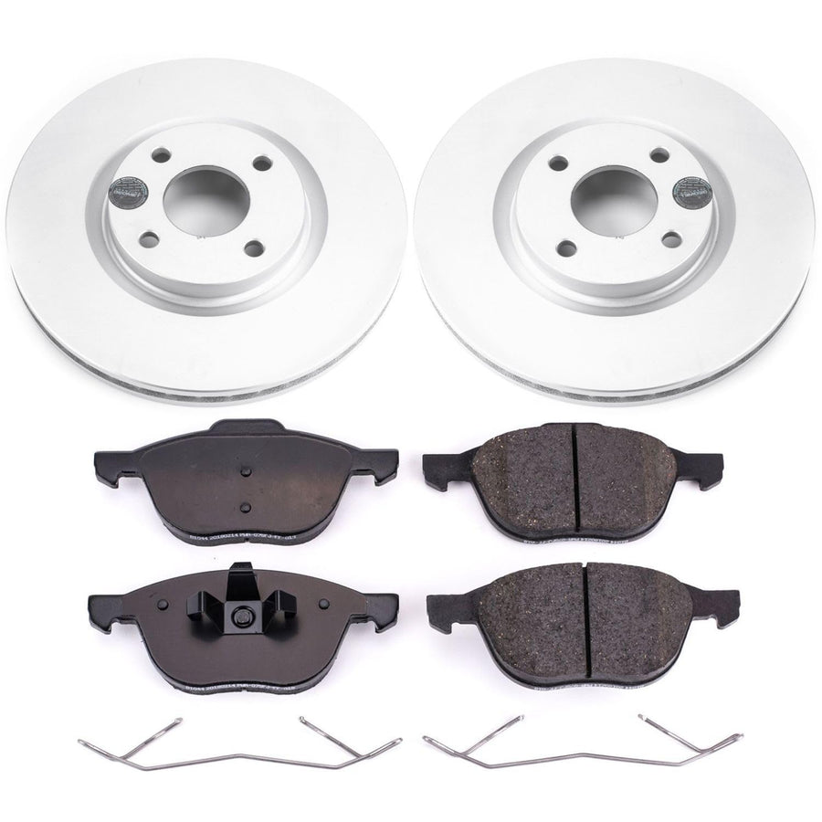 Power Stop CRK7884 Brake Rotors and Z17 Front Coated Brake Pads Kit For Ford EcoSport 2018-2022 [Model Specific]