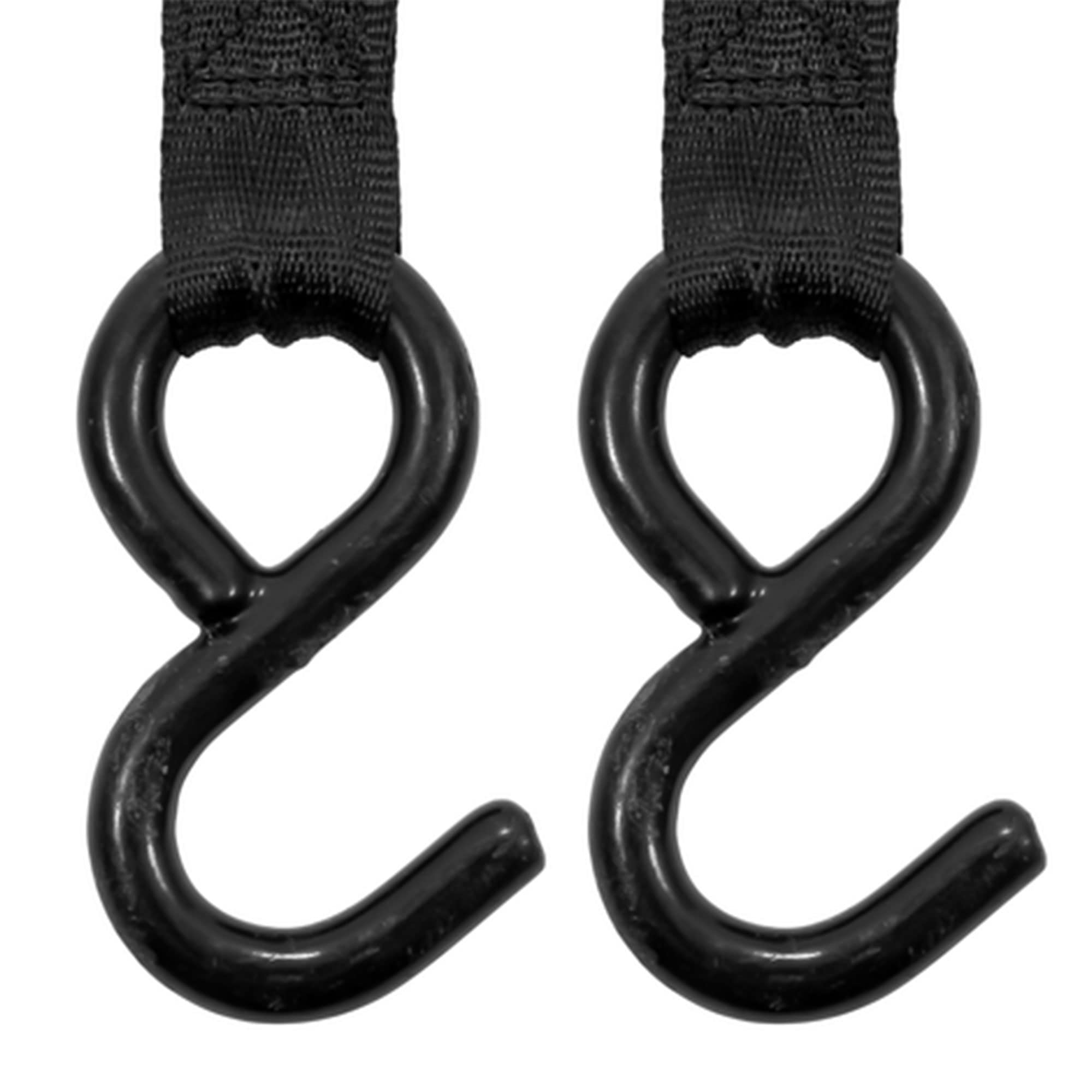 Retractable Camco 50030 Tie Down Strap (2” Width, 5.5’, Bolt-On), Black