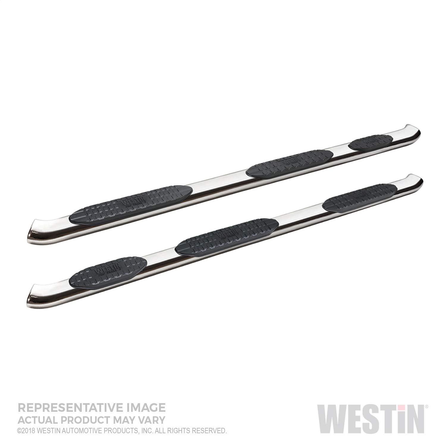 Westin PRO TRAXX 5 Oval Wheel to Wheel Nerf Bars fits 2019-2025 Ram 1500 Crew Cab 6'5" Bed (Exc 1500 Classic) Stainless Steel Pair