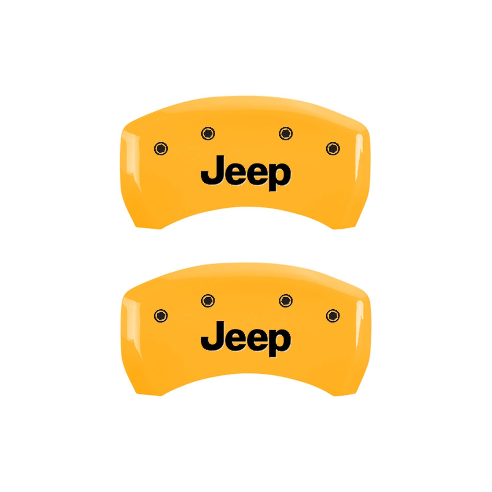 Caliper Covers MGP 42013SJEPYL, Set of 4 (Yellow Engraved Front and Rear: Jeep Powder Coat Finish Black Characters)