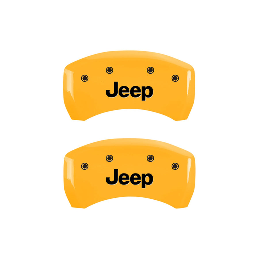 Caliper Covers MGP 42013SJEPYL, Set of 4 (Yellow Engraved Front and Rear: Jeep Powder Coat Finish Black Characters)