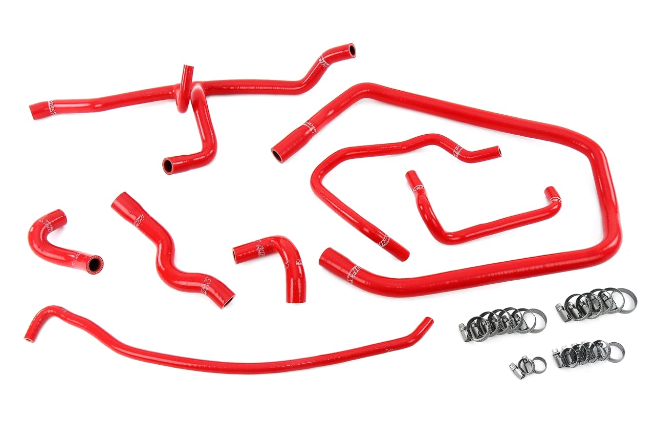 HPS Performance Silicone Red Heater, Throttle Body, Expansion Tank Coolant Hose Kit Compatible for 1992-1995 BMW 325i 325is 2.5L E36 M50, 57-2137-RED