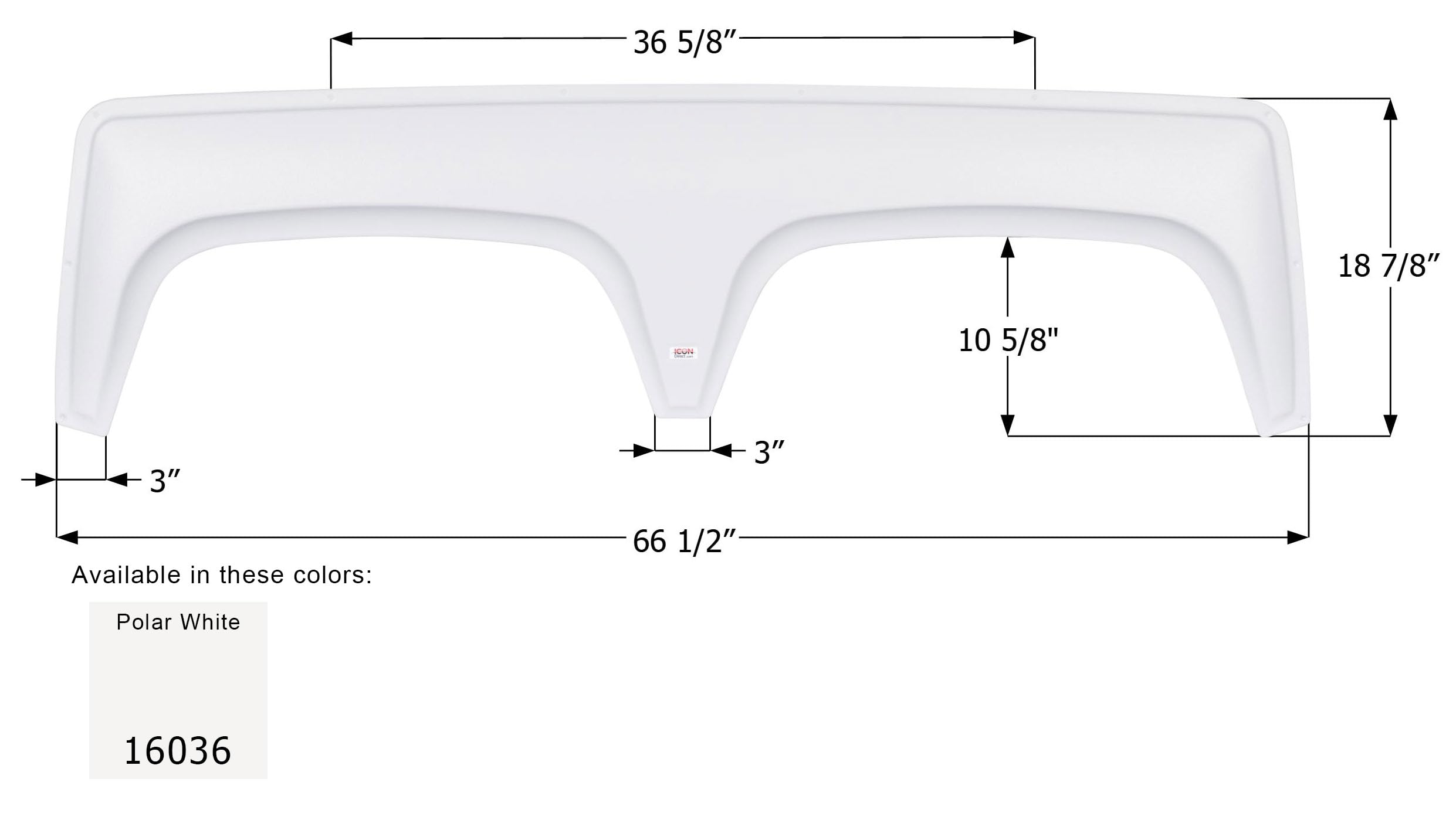 Tandem Axle Fender Skirt ICON 16036 FS6036 for Fleetwood - Polar White