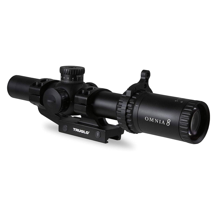 Omnia TRUGLO Tactical Hunting Shooting Durable Fogproof Shock Resistant 30mm One-Piece Aluminum Tube Illuminated All Purpose Tactical Reticle Riflescope | Flip-Up Lens Cap Included | 8 1-8X24 30MM