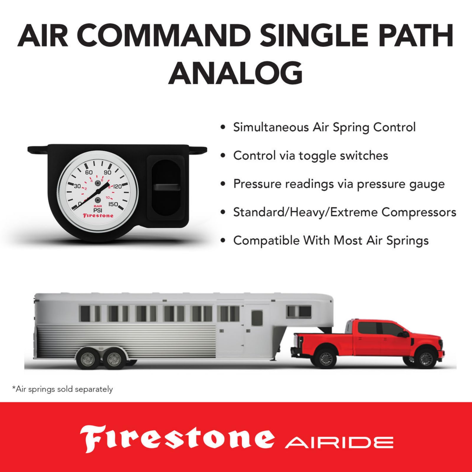 Firestone Air Command 2266 Heavy Duty Compressor with Analog Gauge | Single Point Fill | Easy Installation | 150 PSI Maximum | Instant Air Source