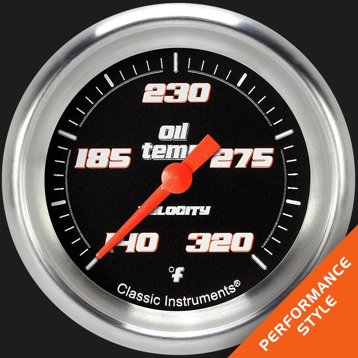 Velocity Black Classic Instruments VS328BAPF 2 5/8" Oil Temperature Gauge