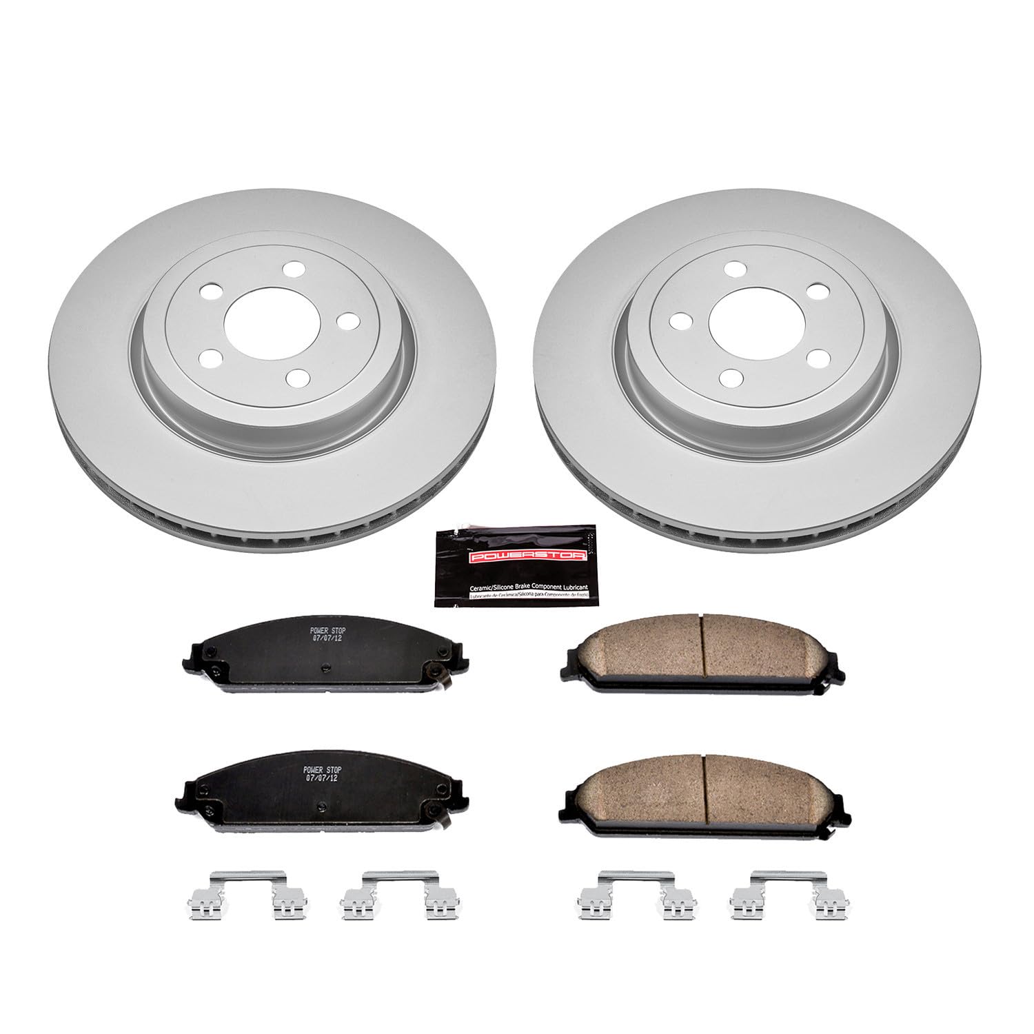 Coated Power Stop CRK2560 Brake Rotor & Ceramic Brake Pads- front