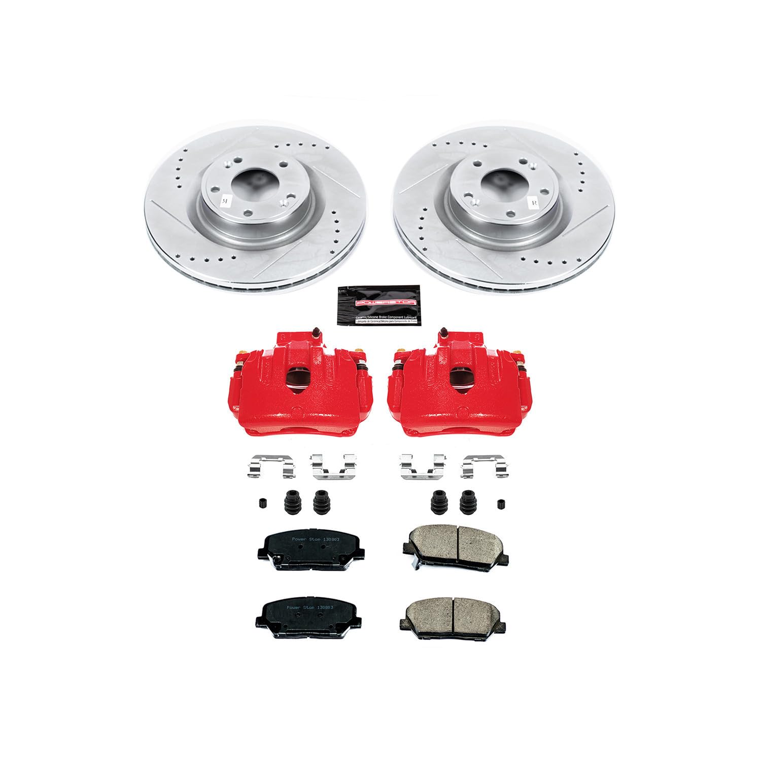 Power Stop Z23 Evolution Front Brake Caliper Kit KC6169- Brake Rotors, Carbon-Fiber Ceramic Brake Pads, Brake Calipers For Hyundai Genesis Coupe 2010-2016 [Model Specific]