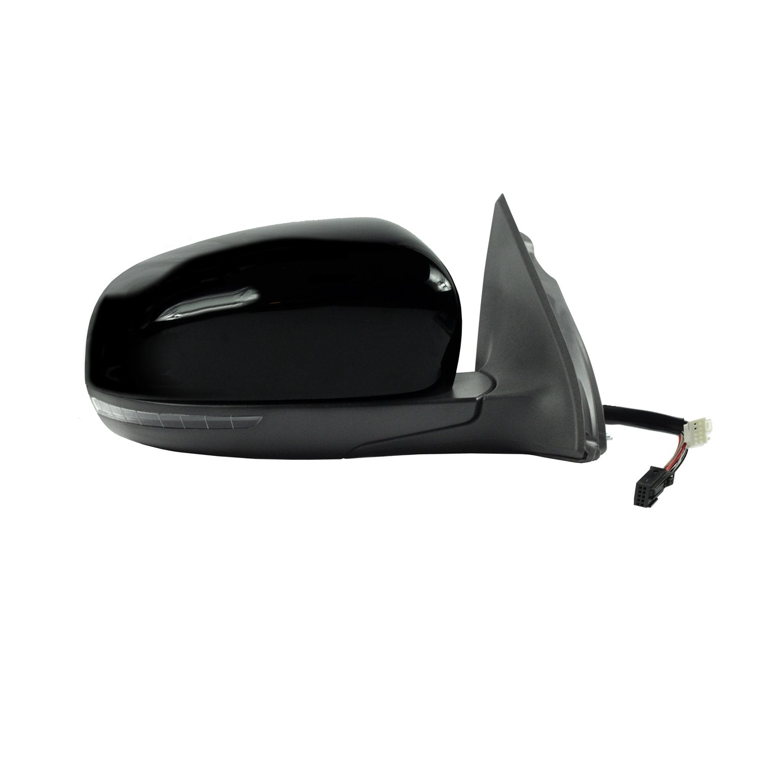 Passenger Side Fit Mirror for Jeep Cherokee, Code GUU, Textured Black w/PTM Cover, w/Turn Signal, Puddle lamp, Foldaway, w/o Memory, w/o Blind spot Detection System, Heated Power (60225C)
