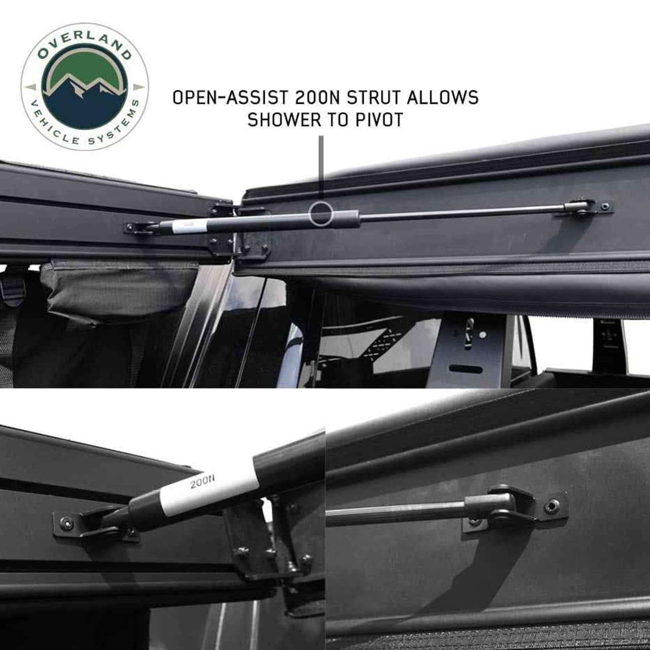 Overland Vehicle Systems Nomadic XD 90 Degree Pivot Shower Awning - Quick Deploying w/Light Strip & Black Out
