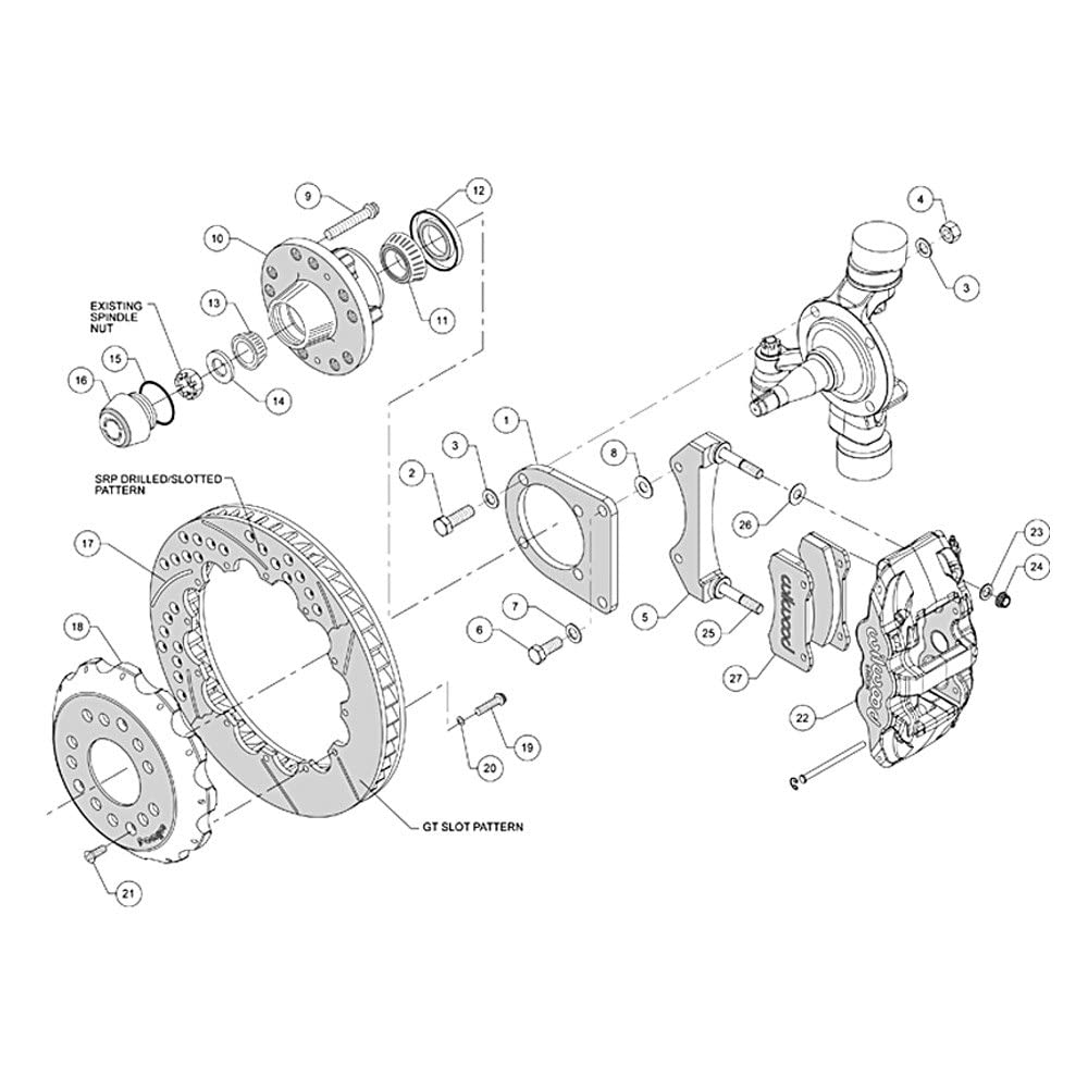 14.00" AERO6 Drill-Zinc Front Hub Kit