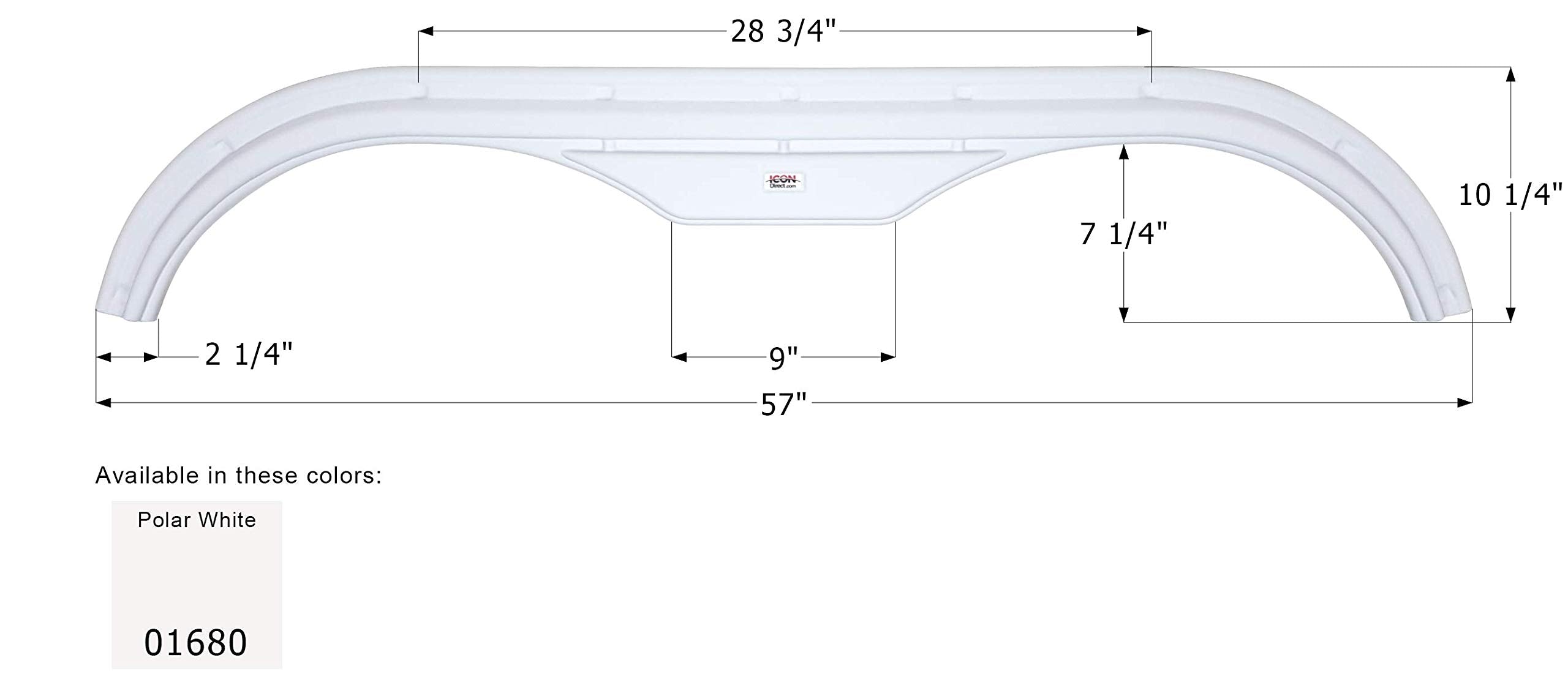 Tandem Axle Fender Skirt FS725 ICON 01680 for Fleetwood - Polar White