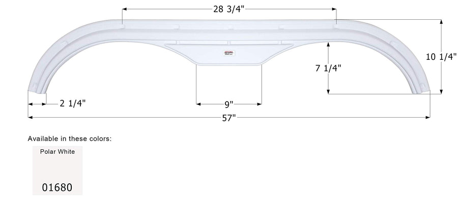 Tandem Axle Fender Skirt FS725 ICON 01680 for Fleetwood - Polar White