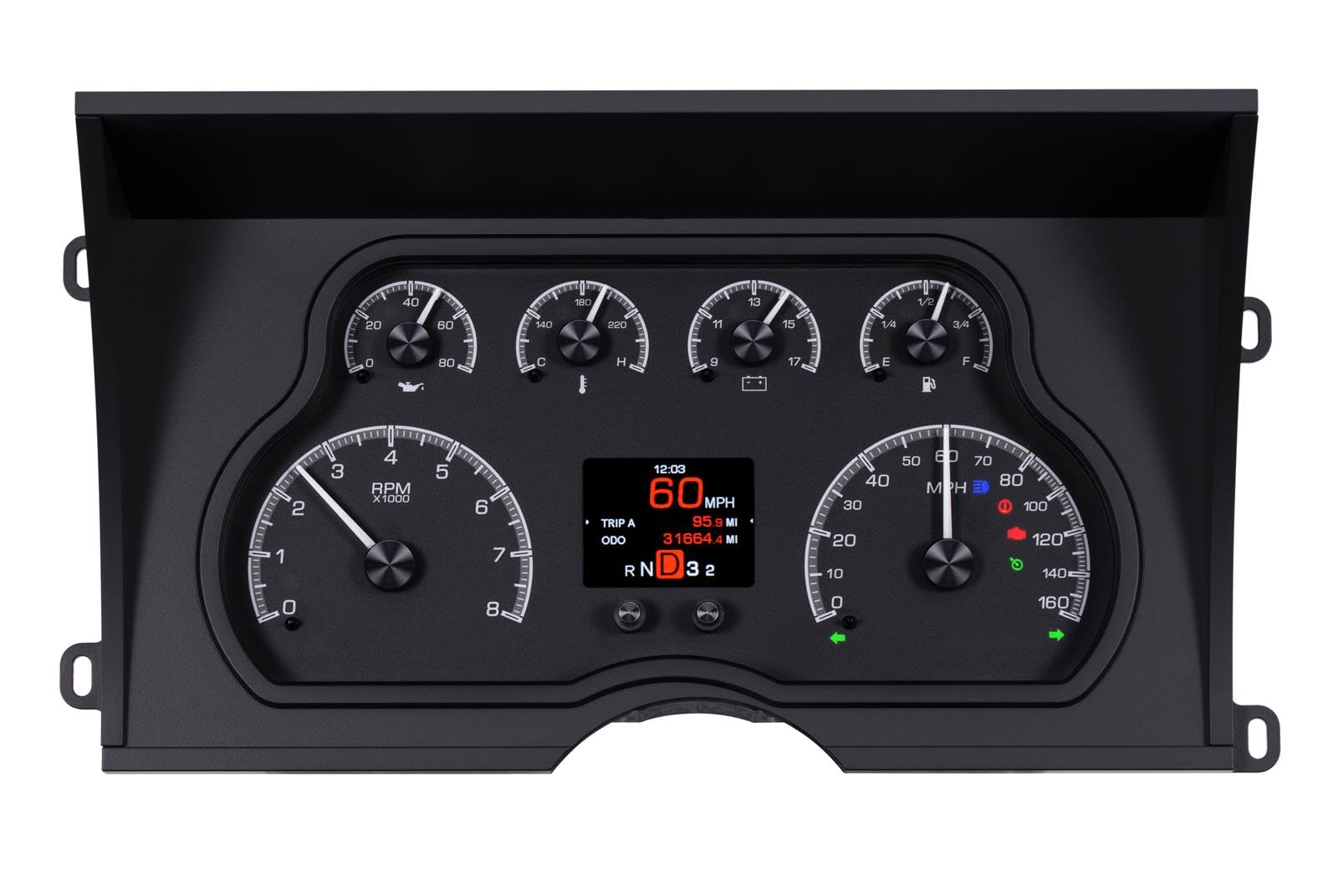Dakota Digital HDX-88C-PU-K Analog Gauge System Compatible with 1988-94 Chevy/GMC Pickup Truck Black Alloy