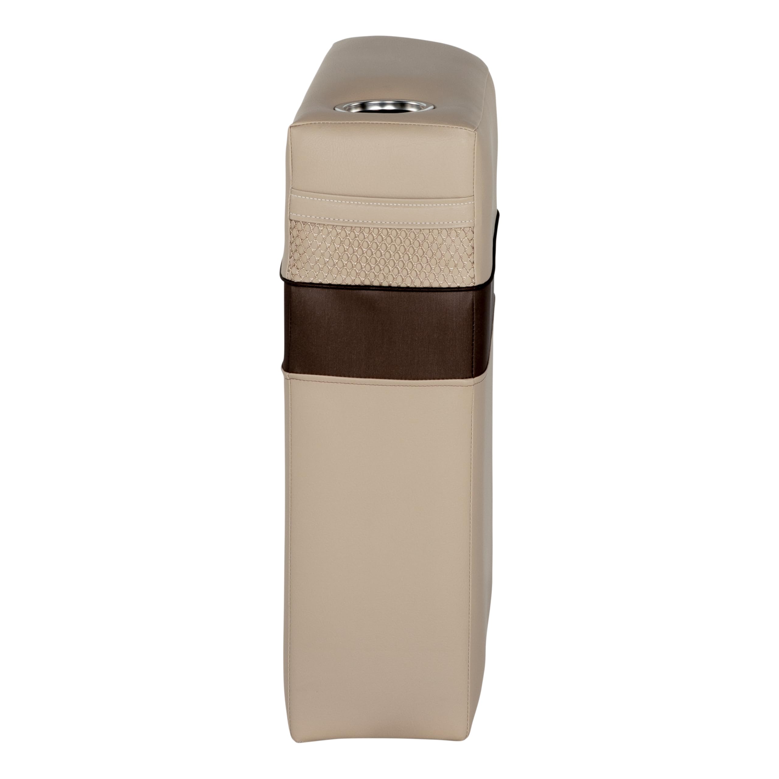 Lippert 8.5" x 25" Rockport Series Left Pontoon Armrest, Built-in Cup Holder, Marine-Grade Vinyl, Comfort Padded, Easy Installation, Fits Most Pontoons, Sand – 20221094213