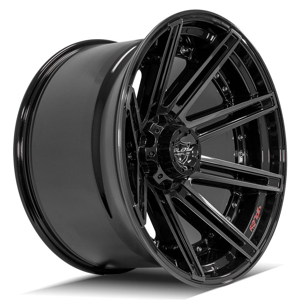 22 Inch 4PLAY Wheels 4P08 Rim Fits 6x135 & 6x139.7 22x12 Gloss Black Brushed with Tinted Clear (1)