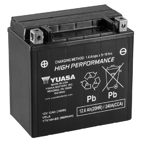 Yuasa YTX14H-BS Maintenance Free H Series AGM Battery with Acid pack YUAM6RH4H