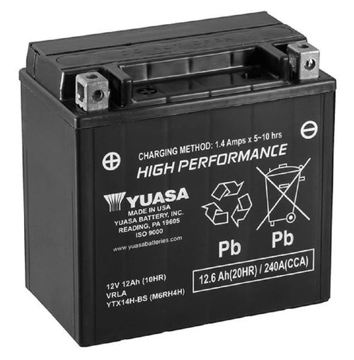 Yuasa YTX14H-BS Maintenance Free H Series AGM Battery with Acid pack YUAM6RH4H
