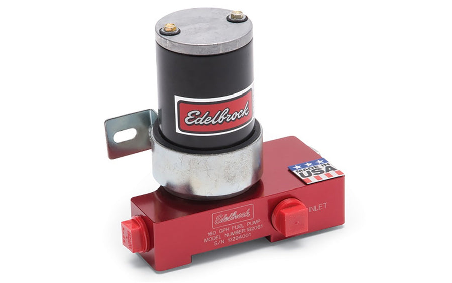 Edelbrock Quiet-Flo 182061 Electric Fuel Pump 160 GPH 12 PSI 1/2 in. NPT Inlet/Outlet 1000+ HP, Red