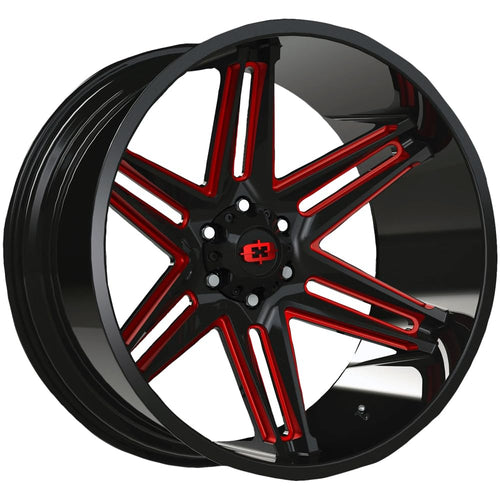 20x12 Vision 363 Razor Black/Red Wheel Rim -51mm 6x5.5" Inch 20"