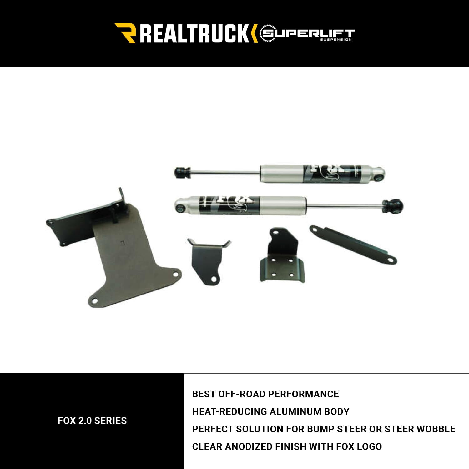 Dual Steering Stabilizer Kit Superlift for RAM 2500/3500 | Fox 2.0 Series Cylinders | 92719 | Fits 2009-2013 RAM 2500; 2009-2012 3500 4WD with 3" of Lift or Higher