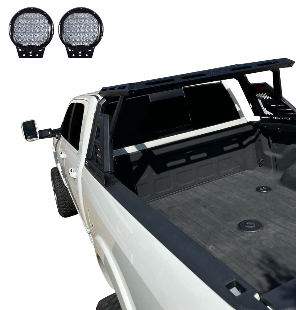 Armour II Black Horse Roll Bar W/Basket Kit Bk Compatible with 00-24 Ram 2500/3500|01-24 Silverado 2500/3500 HD|00-24 F-150|17-24 Titan|01-24 Sierra 1500|07-24 Tundra|01-24 GMC Sierra 1500/2500 HD