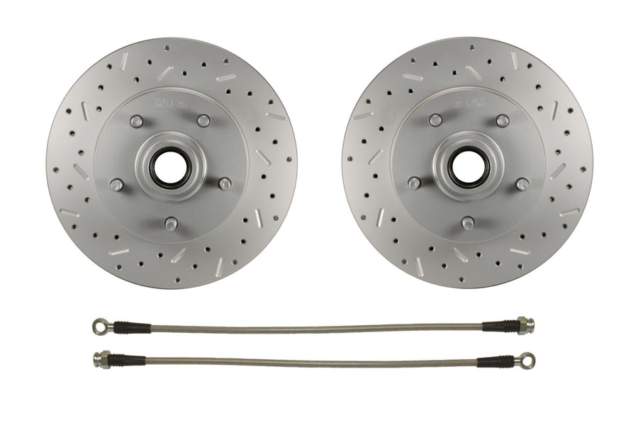 Power Front Disc Brake Conversion Kit With Adjustable Proportioning Valve LEED BRAKES Maxgrip Xds Black Calipers