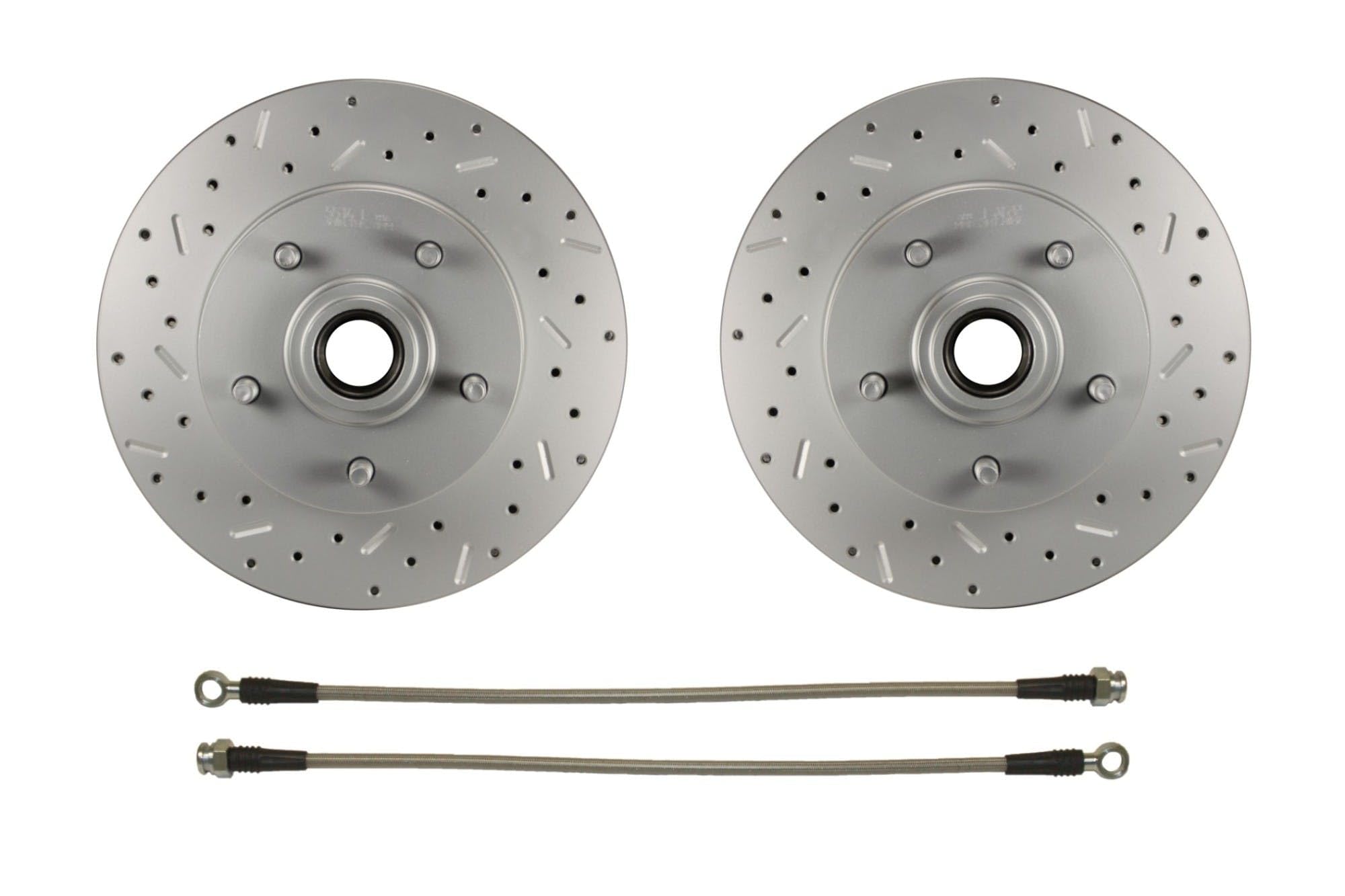 Power Front Disc Brake Conversion Kit With LEED BRAKES Disc Drum Valve Maxgrip Xds Black Calipers