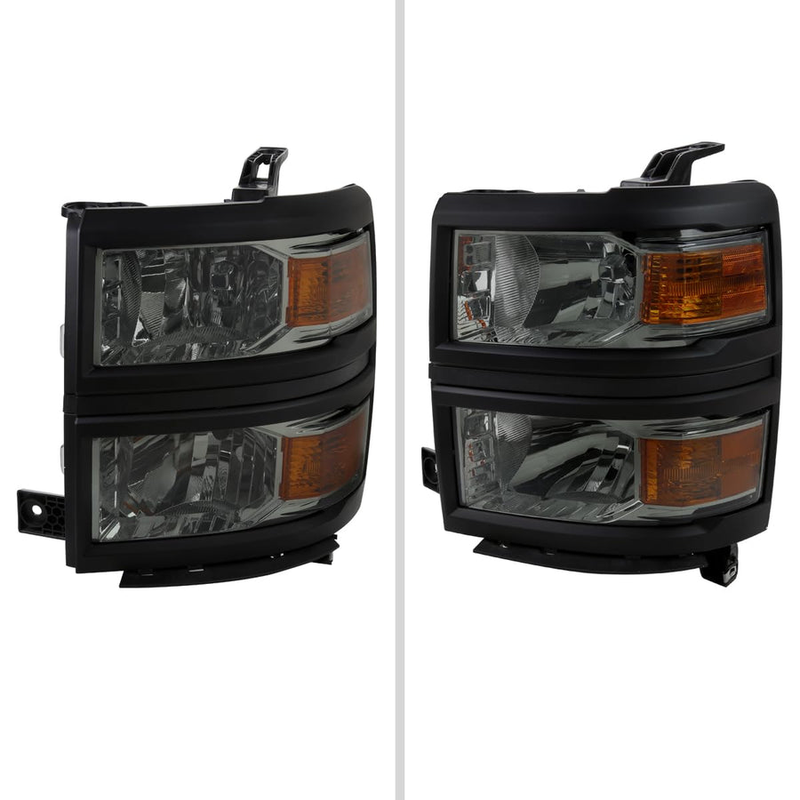 Chrome 1500 Headlights Light Smoked Lens with Black Trim - USES Stock Bulbs