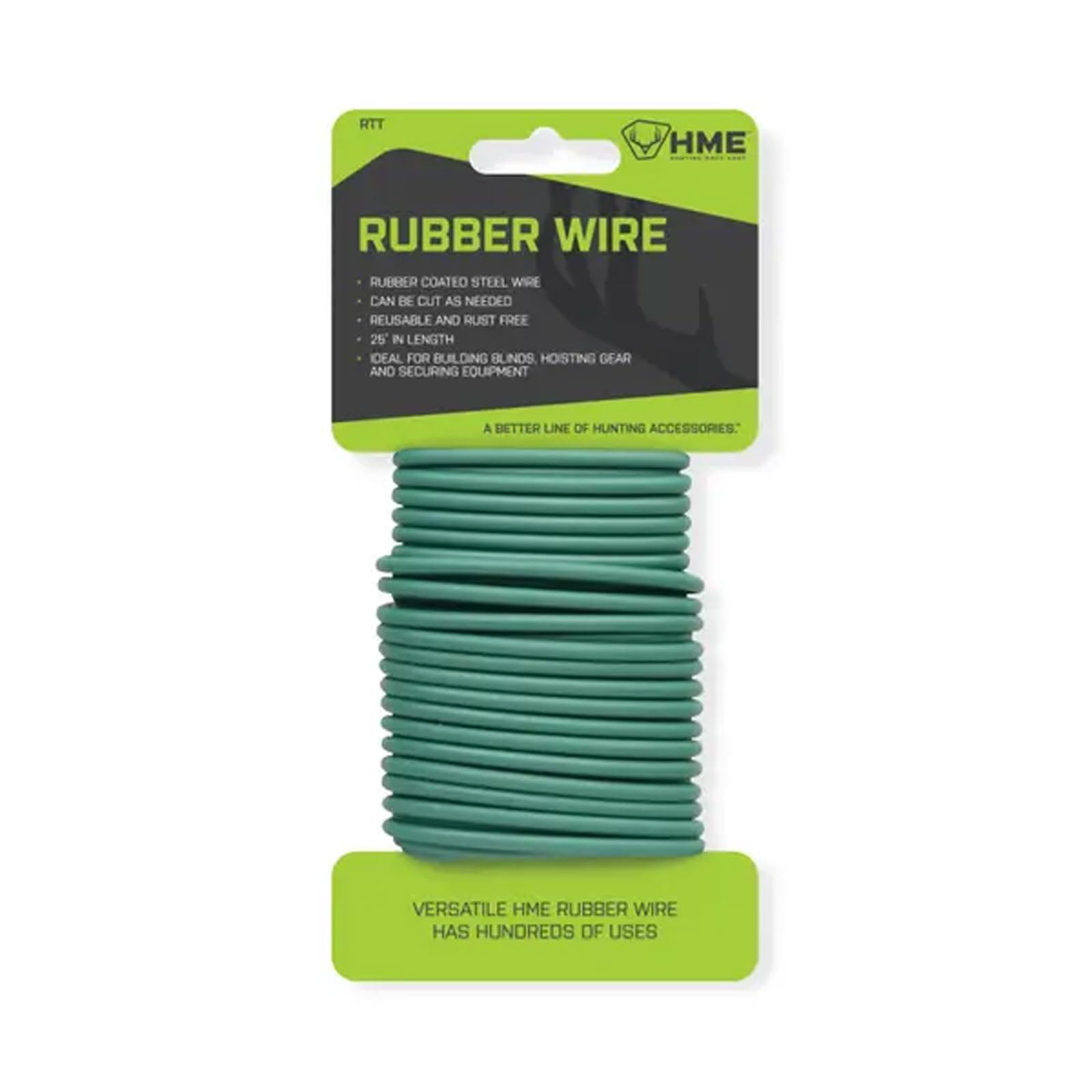Rubber Twist Tie HME (25 FT) - Reliable Sturdy Reusable Rust-Free Rubber Wire for Lifting Hunting Gear - Holds up to 40 lbs.
