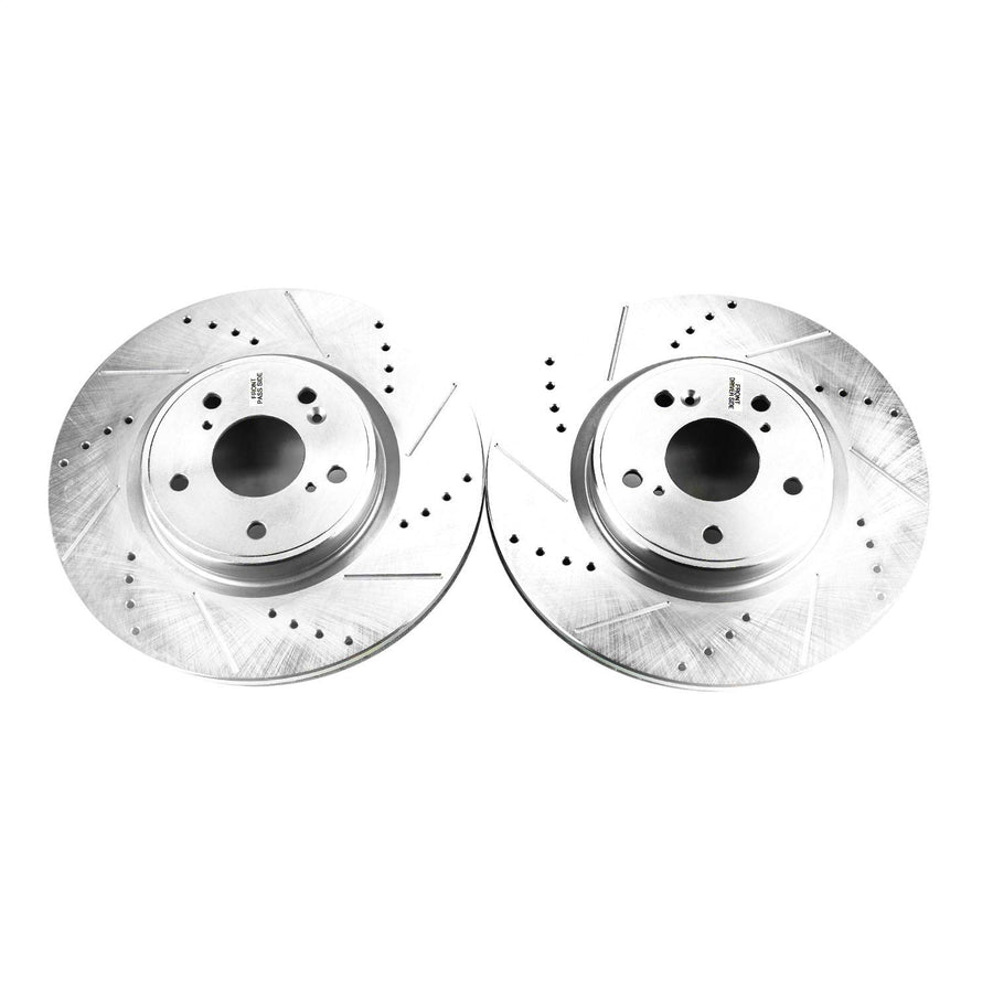 Power Stop Evolution Performance Drilled, Slotted & Plated Front Brake Rotor Pair JBR1750XPR For Acura Integra, Honda Accord, Honda CR-V, Honda Civic [Model Specific]