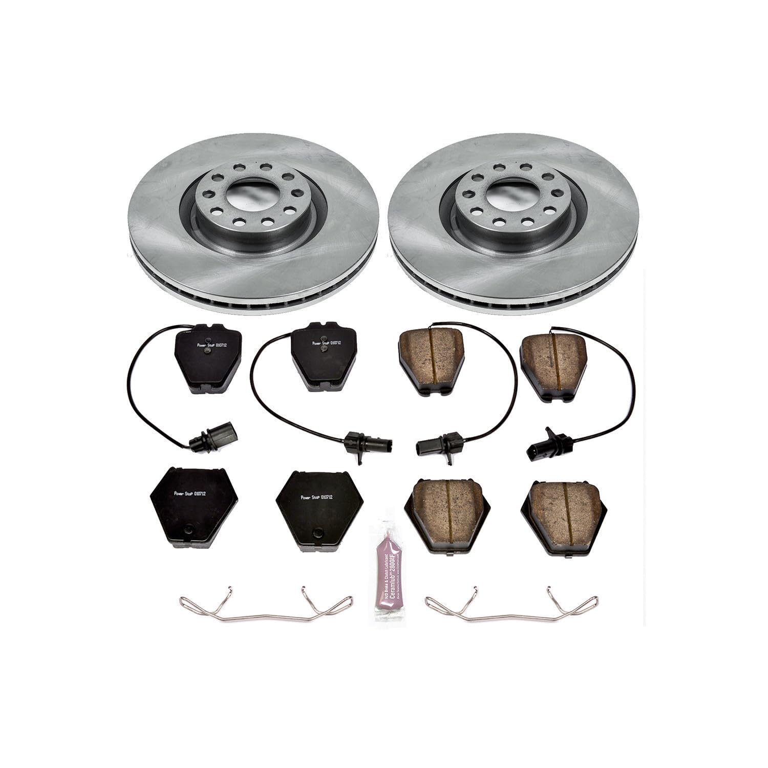 POWERSTOP Autospecialty KOE948 Front Replacement Brake Kit-OE Brake Rotors & Ceramic Brake Pads For Audi A6 Quattro 2000-2004, Audi S6 2002-2003 [Model Specific]