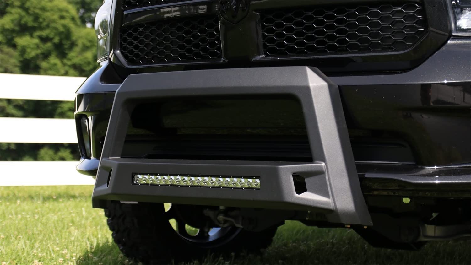 Lund Revolution Bull Bar with Integrated LED Light Bar, Black Steel for 2019 1500 Ram