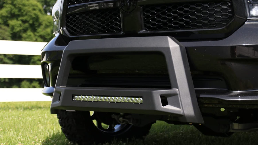 Lund Revolution Bull Bar with Integrated LED Light Bar, Black Steel for 2019 1500 Ram