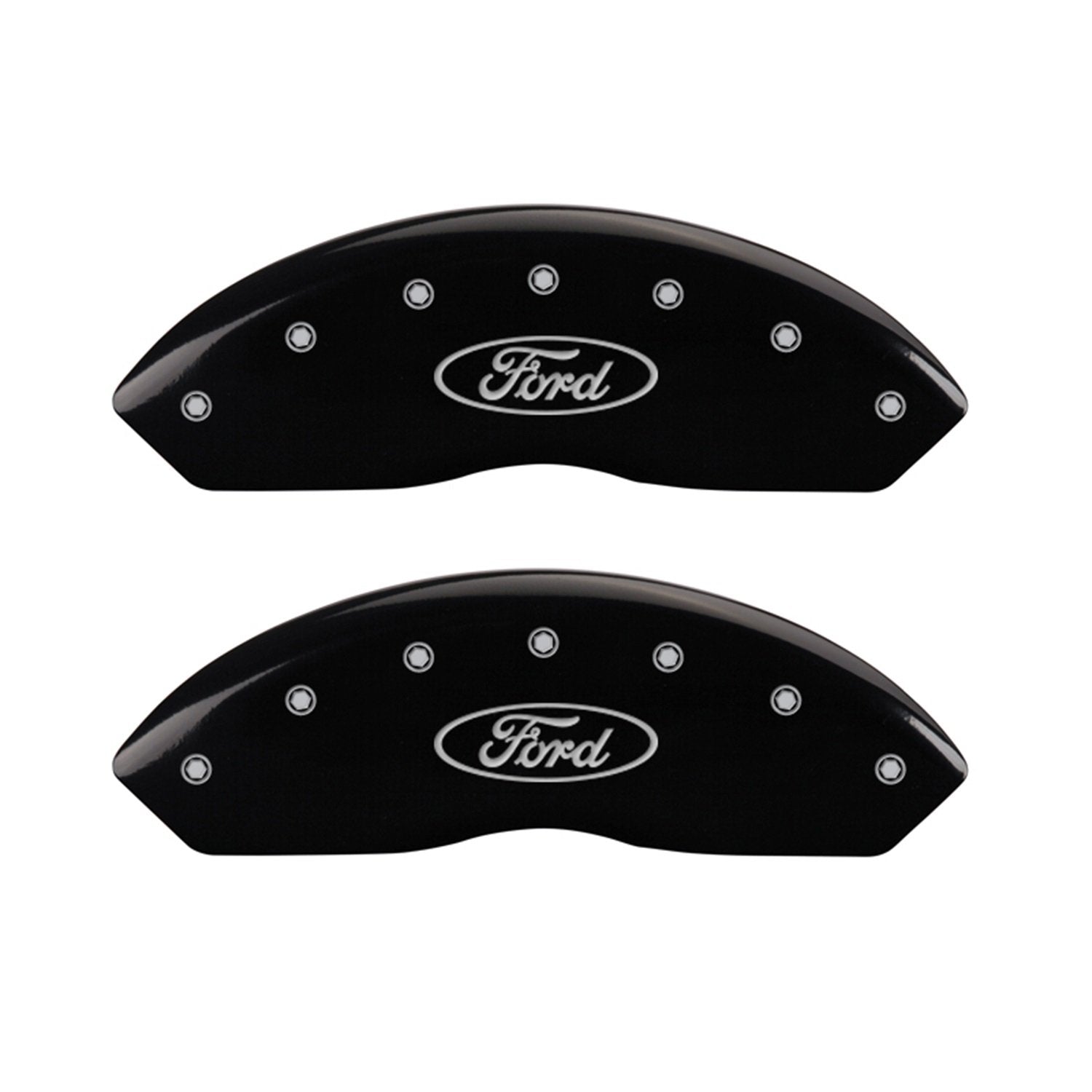 Black MGP Caliper Covers 10021SFRDBK Engraved with Silver Ford Oval (Set of 4)