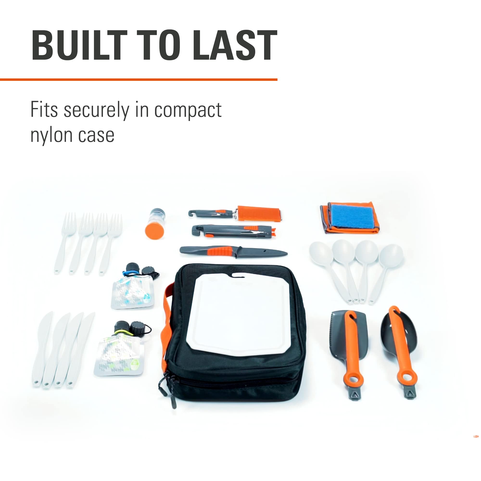 GSI Outdoors Kitchen Destination Set 24‑Piece, Full Camp Kitchen Kit, Cutlery for Persons, Pivot Tools, Spice Shakers & Carry Travel Case