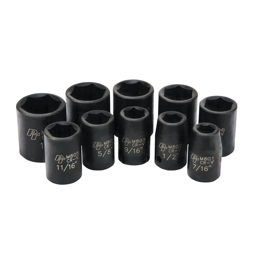 10 Piece Performance Tool M592DB Mechanics 1/2-Inch Drive SAE Impact Socket Set