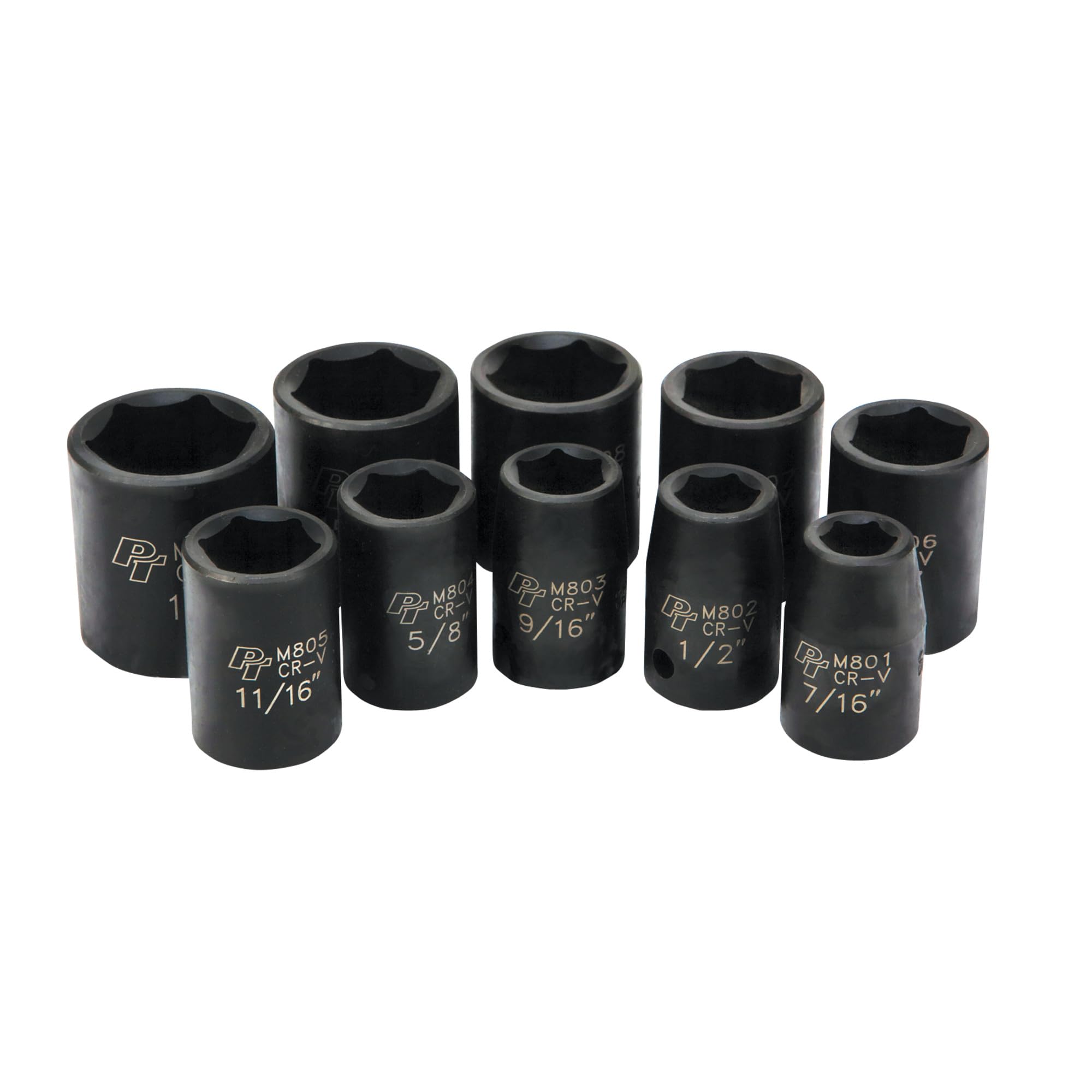 10 Piece Performance Tool M592DB Mechanics 1/2-Inch Drive SAE Impact Socket Set
