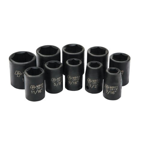 10 Piece Performance Tool M592DB Mechanics 1/2-Inch Drive SAE Impact Socket Set