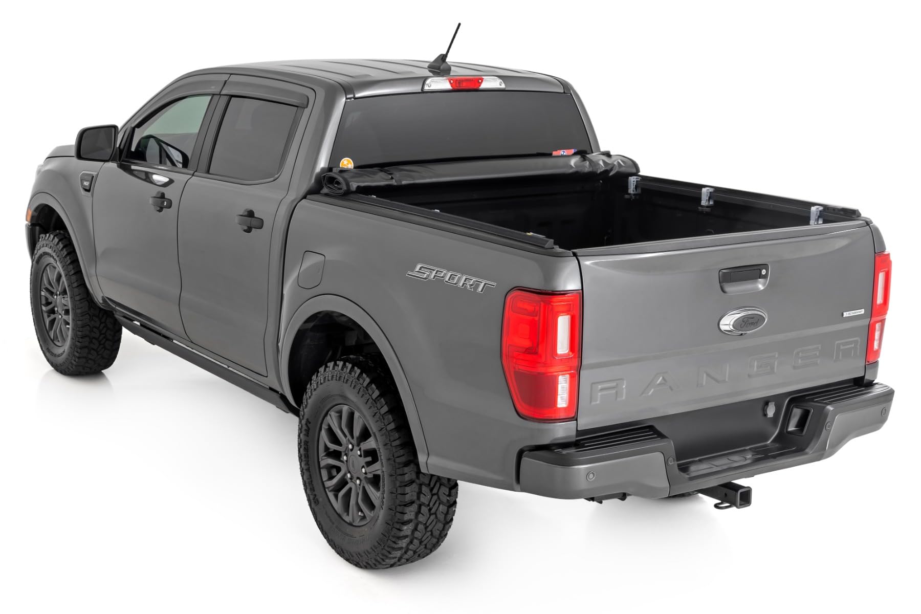 Soft Roll-Up Bed Cover Rough Country for Ford Ranger (2019-2023) - Fits 5' (61.0") Bed, Weather-Resistant Tonneau Cover