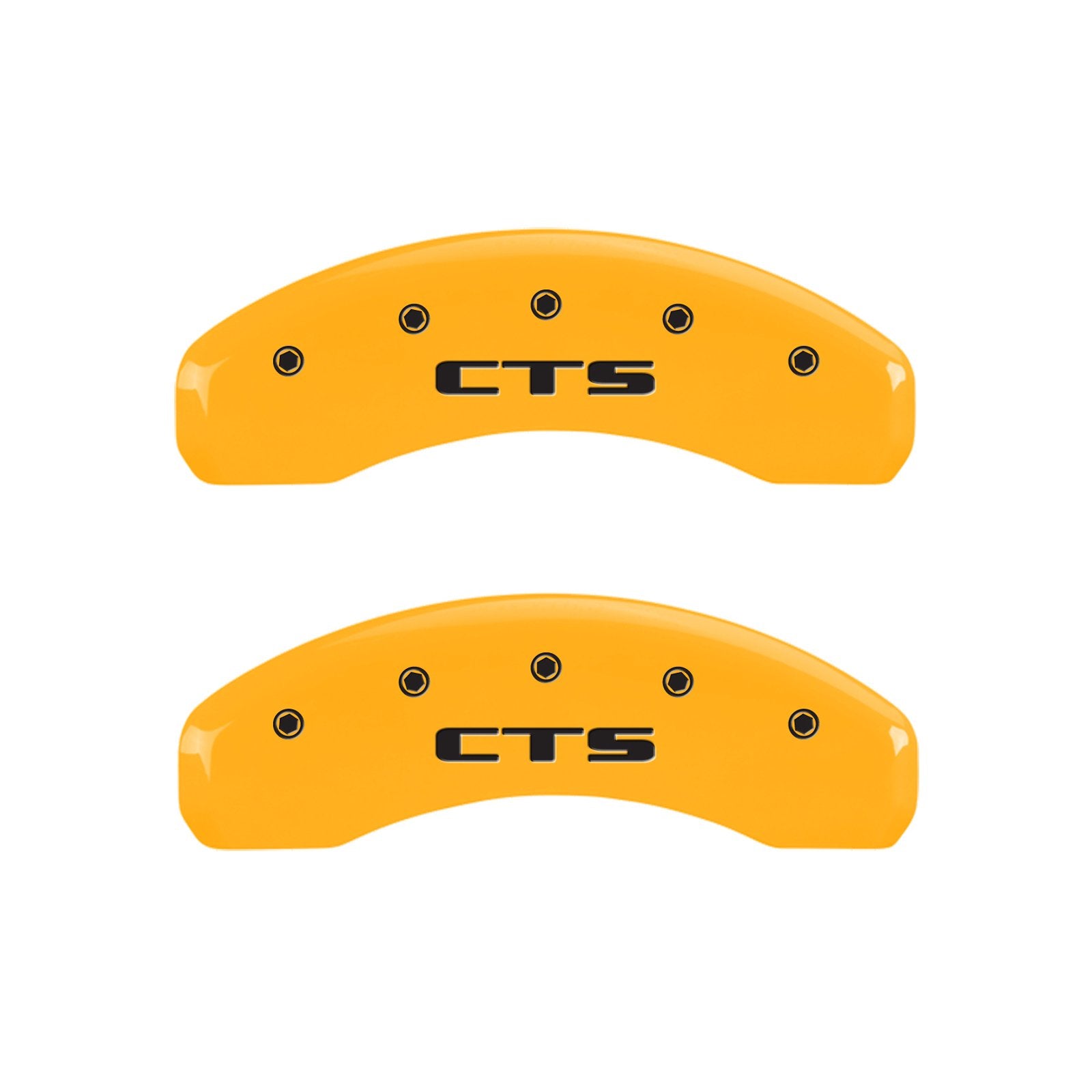 Caliper Covers MGP 35011SCTSYL, Set of 4 (Yellow Engraved Front: Cursive/Cadillac - Engraved Rear: CTS Powder Coat Finish Black Characters)