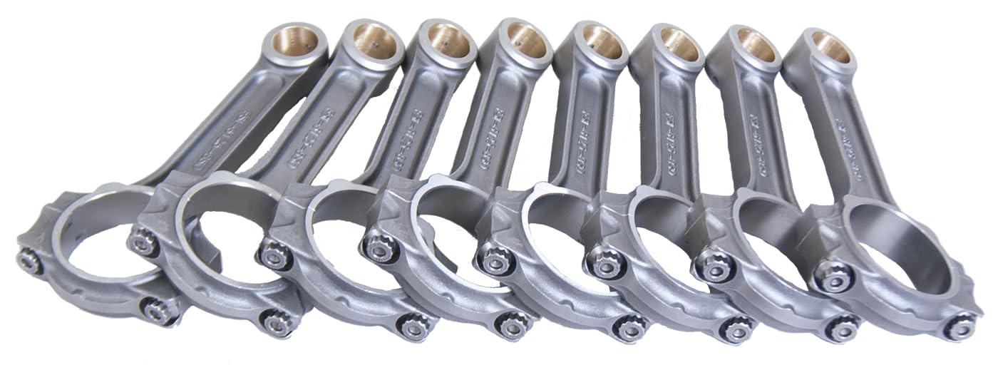 Eagle Specialty Products I Beam Connecting Rod, 6.125 in Long, Bushed, 7/16 in Cap Screws, ARP2000 Bolt, Forged, Steel, GM LS-Series, Set of 8